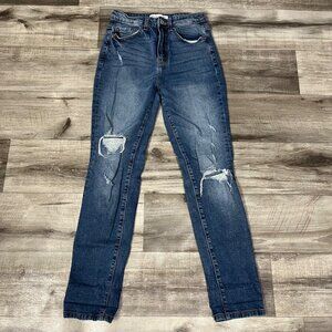 Kancan High Rise Distressed Denim Skinny Jeans Blue Women’s Size 26